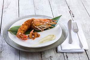 Foto receta de langostino jumbo con panko wasabi fish solutions